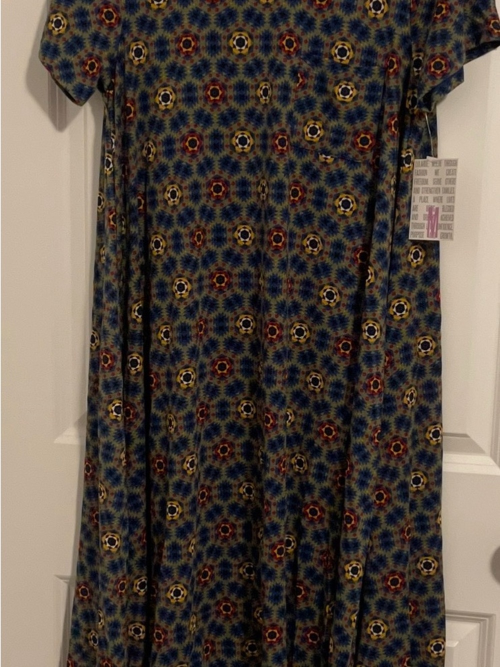 LuLaRoe Carly High-Low Dress in Blue, Yellow, Red